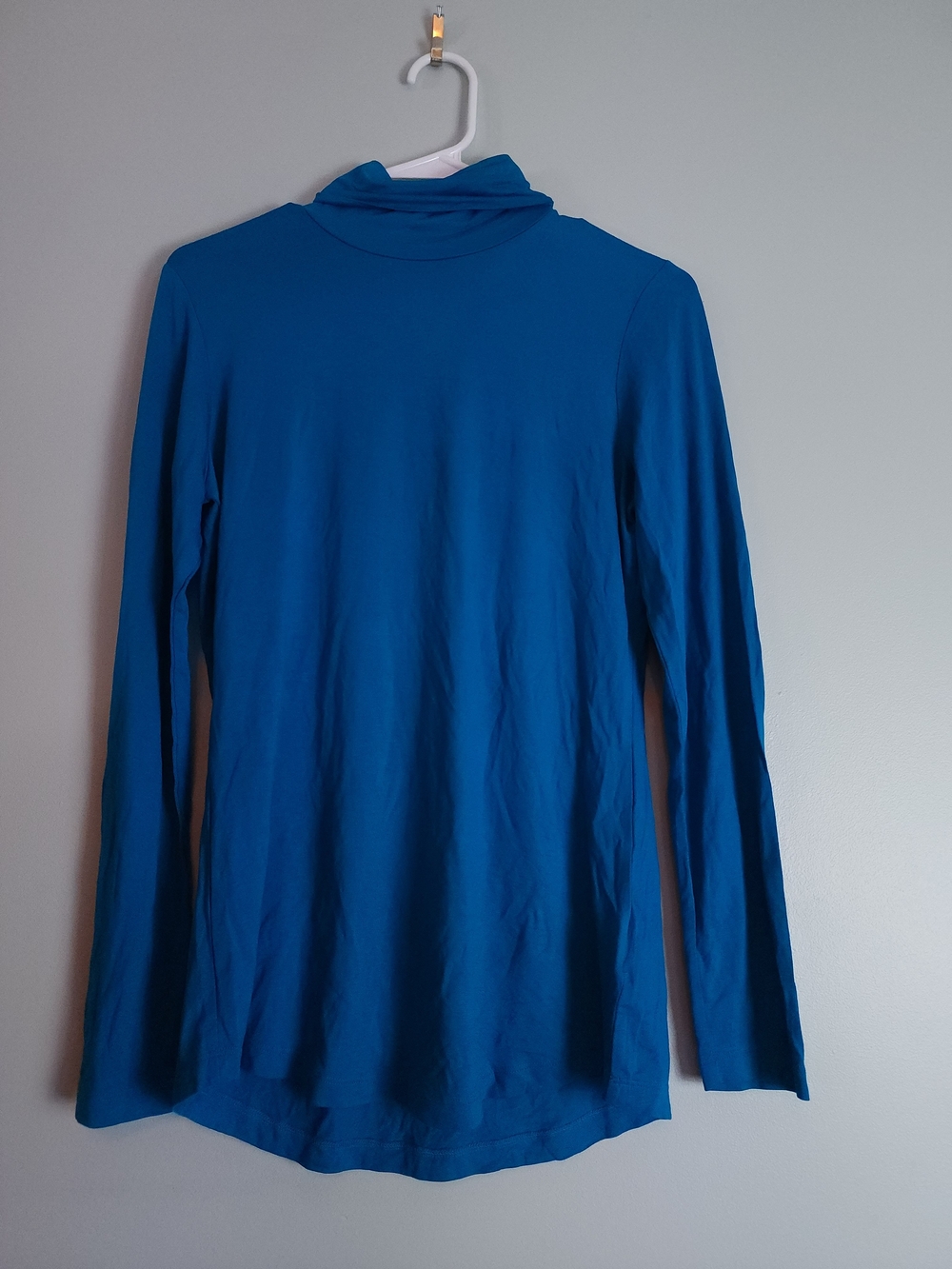 Maison Jules Teal Blue Long Sleeve Turtleneck Top